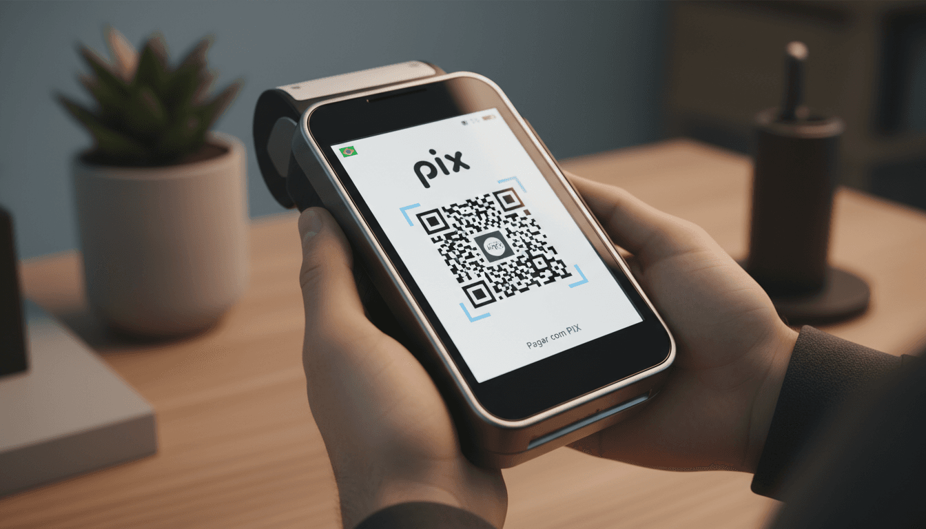 Payment terminal displaying PIX integration